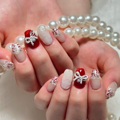 【Hand】🎀キルティング、ぷっくり120分★パーツ無制限+ベース2色まで