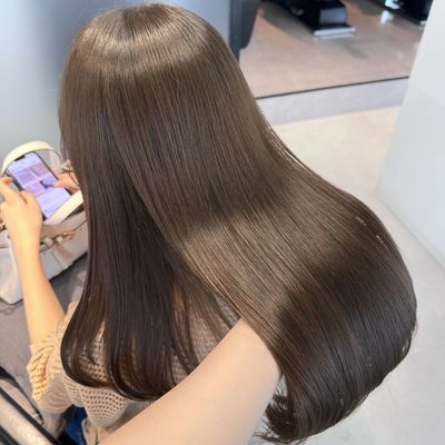 CUT+ブリーチなし透明感カラー+内部補修トリートメント