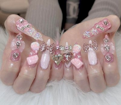 10本長さ出し+デザイン8-10本🍒 バラジェル使用(オフなし)🍒14,500円