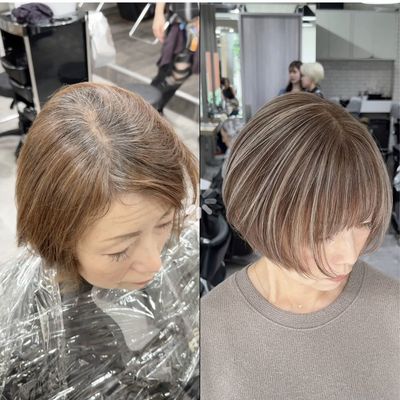 白髪手術"  ハイライト/バレイヤージュ　 【白髪ぼかしハイライト】￥17600