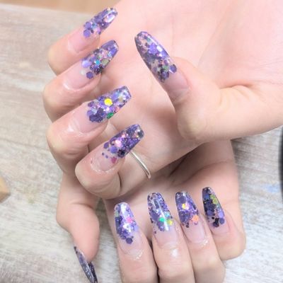 アクリルスカルプ　ラメグラデーション　オフ無し