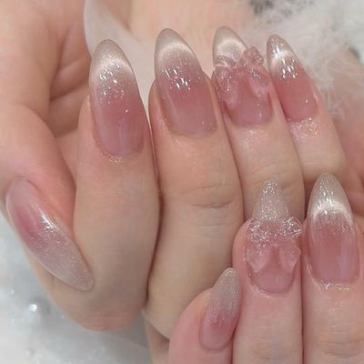 チップ長さ出し10本　チークマグネットフレンチ&マグネットフレンチネイル7980