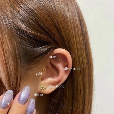 【オフ無料】お任せシンプルネイル☆耳ツボジュエリーセット